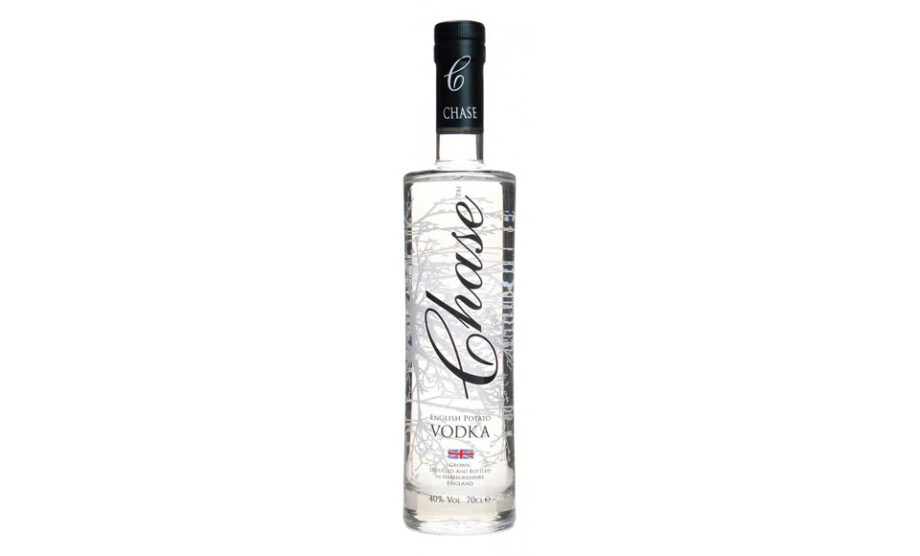Chase Vodka bottle with emblem.