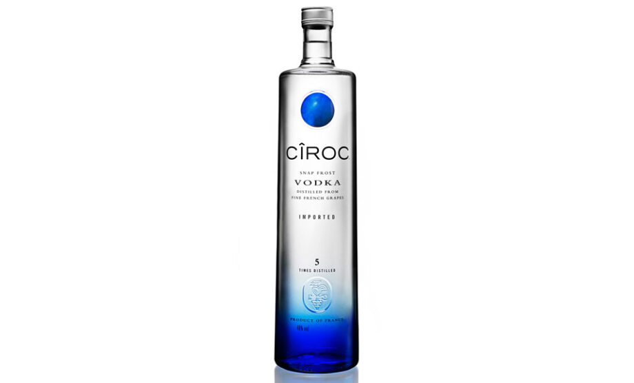 Ciroc Vodka bottle, white background.