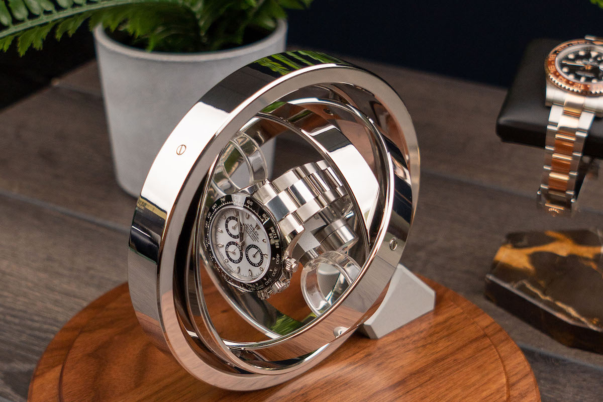 Rolex watch in Orbit Winder case display.