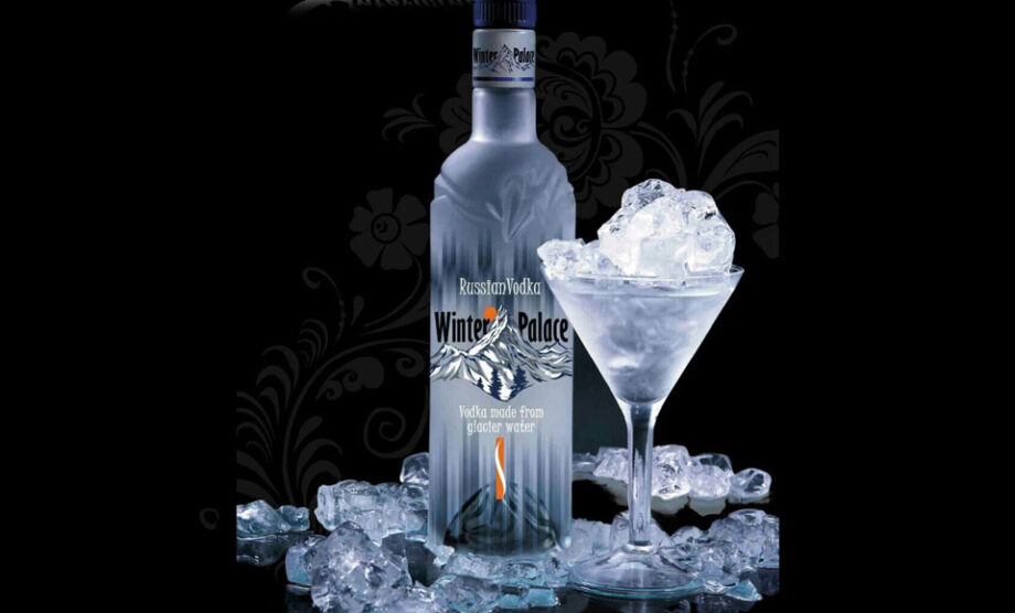 Winter Palace" vodka, ice-filled cocktail glass.