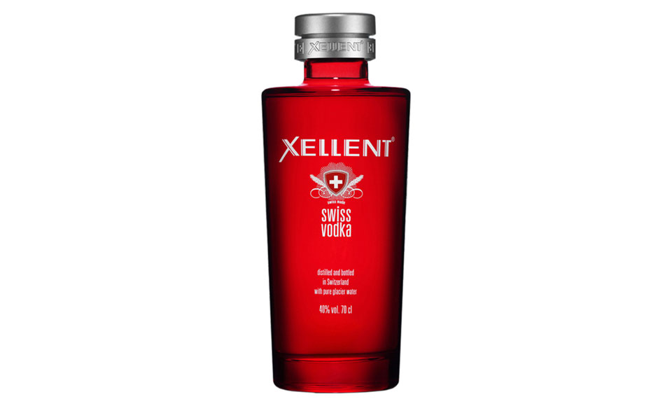 Red Xellent Swiss Vodka bottle.